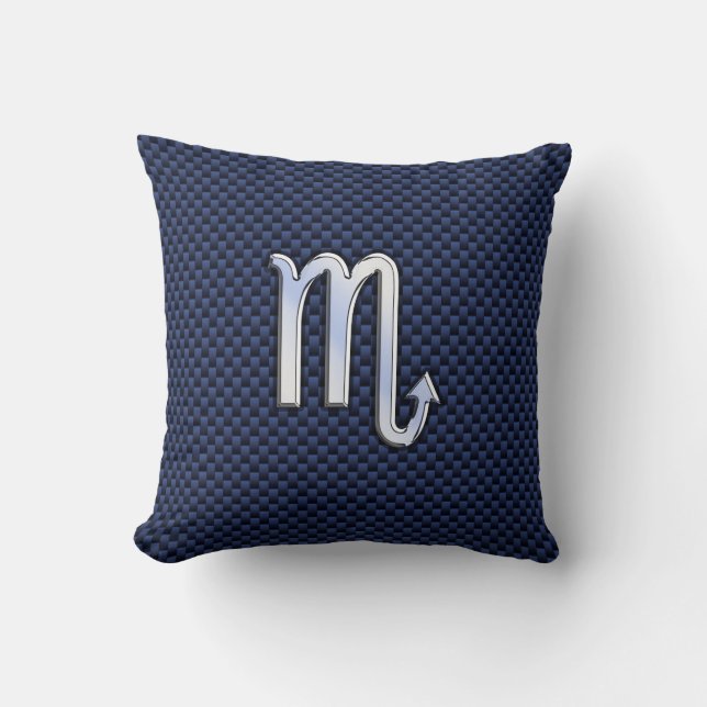 Scorpio Zodiac Signnavy blue carbon fiber decor Kudde (Framsida)