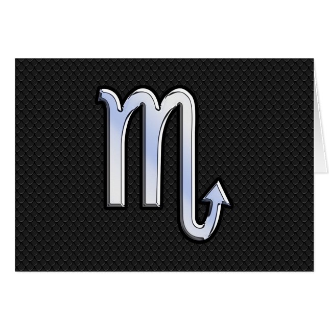 Scorpio Zodiac Silver Skriv svart orkumskinn Hälsningskort (Framsidan Horizontal)
