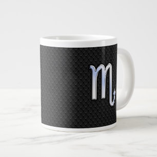 Scorpio Zodiac Silver Skriv svart orkumskinn Jumbo Mugg