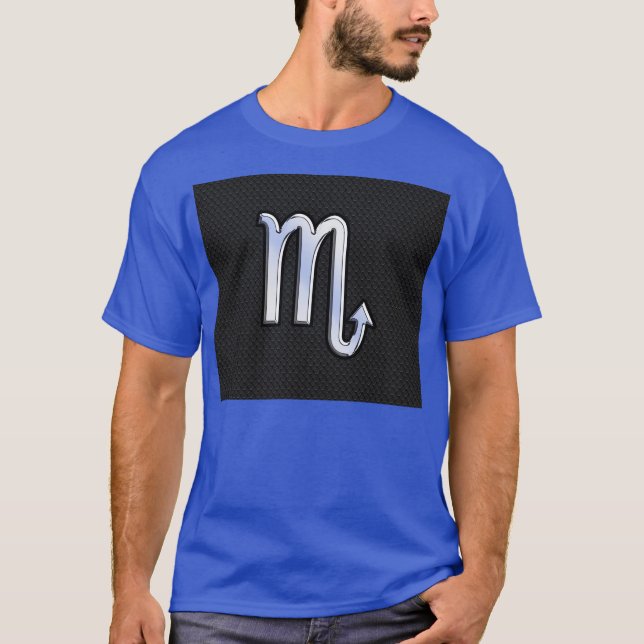 Scorpio Zodiac Silver Skriv svart orkumskinn Tee (Framsida)