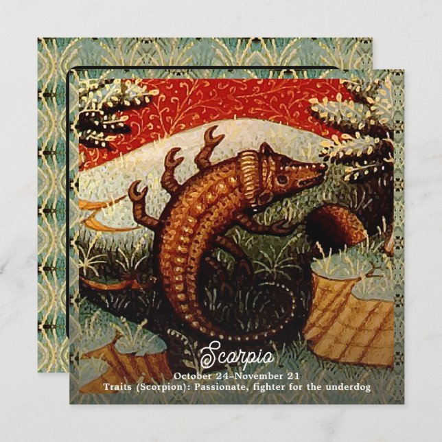 Scorpio Zodiac-skylt födelsedag Inbjudningar (Fram/baksida)
