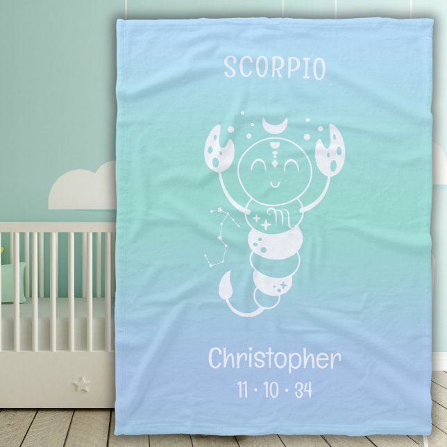 Scorpio Zodiac Star Namn Birthdate Blue Baby Fleecefilt (Skapare uppladdad)