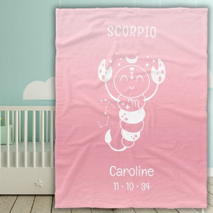 Scorpio Zodiac Star Namn Birthdate Rosa Baby Fleecefilt