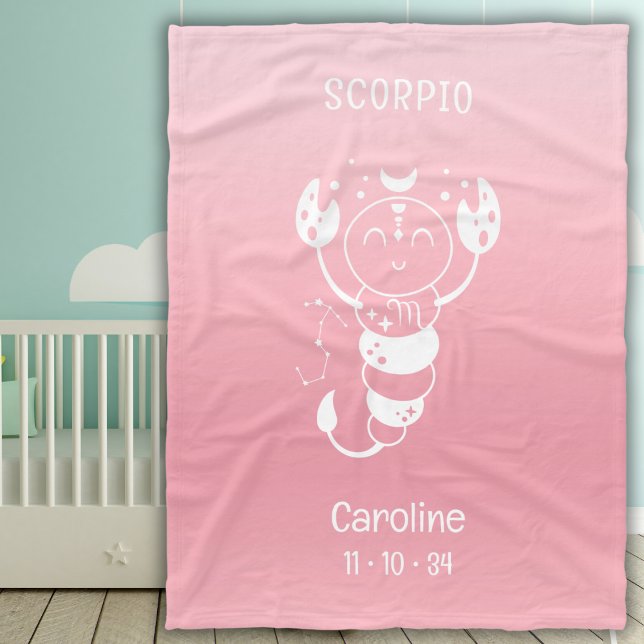 Scorpio Zodiac Star Namn Birthdate Rosa Baby Fleecefilt (Skapare uppladdad)