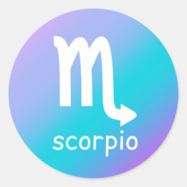 Scorpio Zodiac Stjärntecken Blue Lila Astrology Runt Klistermärke