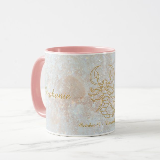 Scorpio Zodiac Stjärntecken Galaxy Monogram Glitte Mugg (Framsida vänster)