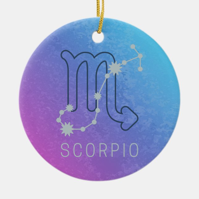 Scorpio Zodiac Stjärntecken Horoscope Constellatio Julgransprydnad Keramik (Framsidan)