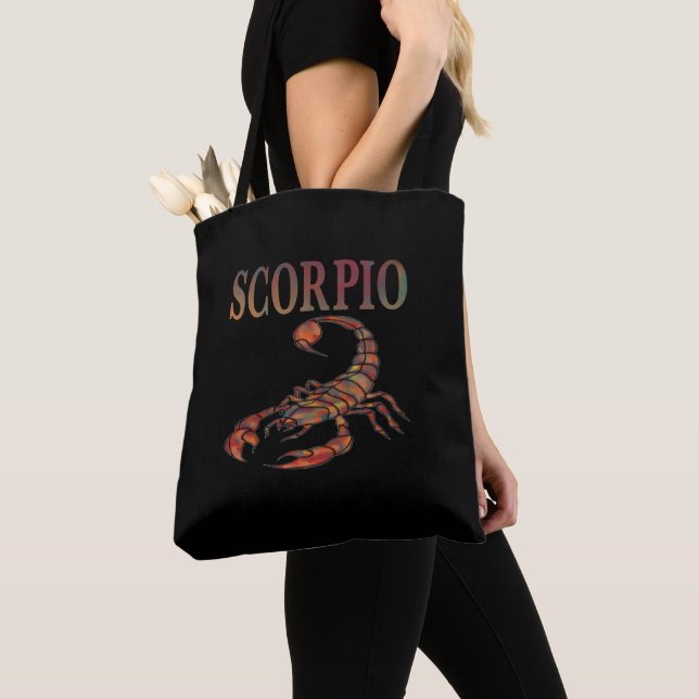 Scorpio Zodiac Symbol Black Shoulder Tote Bag Tygkasse (Närbild)