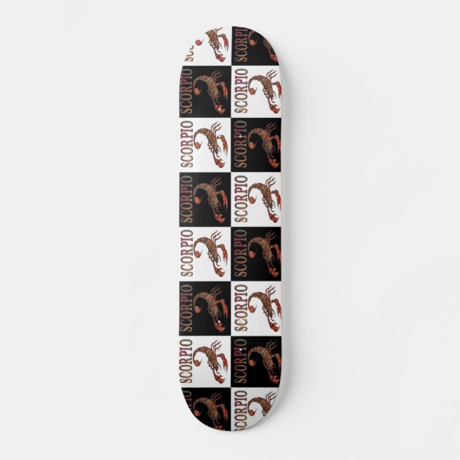 Scorpio Zodiac Symbol Checkerboard Skateboard Dek (Framsida)