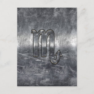 Scorpio Zodiac Symbol i Grunge Metallic Stil Vykort