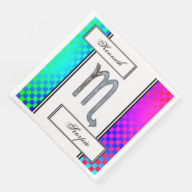 Scorpio Zodiac Symbol Inslag av Kenneth Yoncich Pappersservett (Hörn)