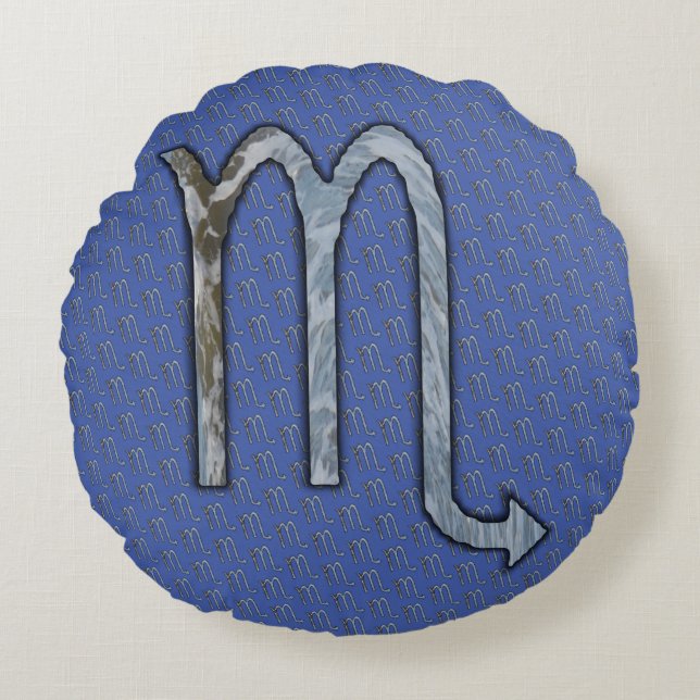 Scorpio Zodiac Symbol Inslag av Kenneth Yoncich Rund Kudde (Framsidan)