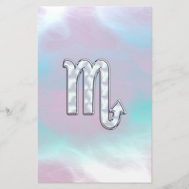 Scorpio Zodiac Symbol Mor i Pearl Stil Brevpapper (Framsida)