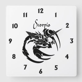Scorpio Zodiac Symbol och Sign Fyrkantig Klocka