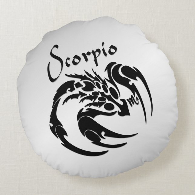 Scorpio Zodiac Symbol och Sign Rund Kudde (Baksidan)