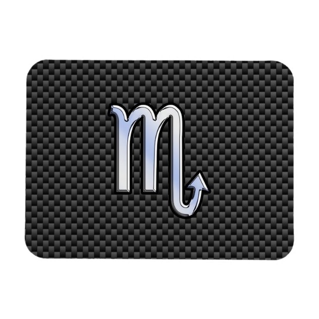 Scorpio Zodiac Symbol on Carbon Fiber Print Magnet (Horisontell)