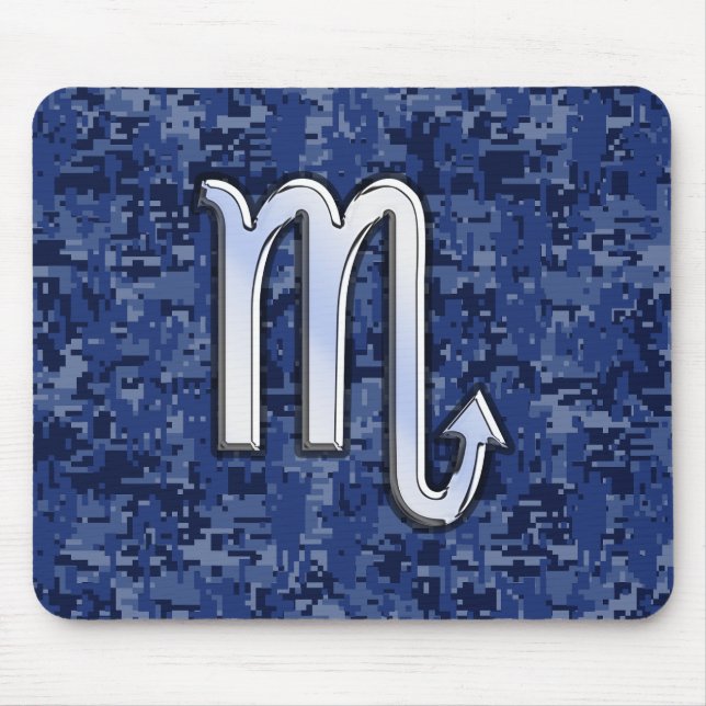 Scorpio Zodiac Symbol på marinblå Camo Musmatta (Framsidan)