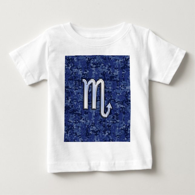 Scorpio Zodiac Symbol på marinblå Camo T-shirt (Framsida)