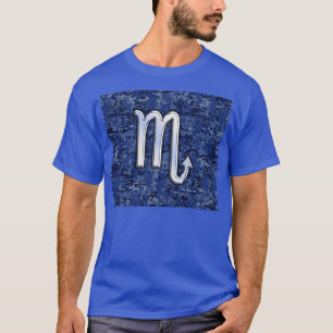 Scorpio Zodiac Symbol på marinblå Camo Tee Shirt