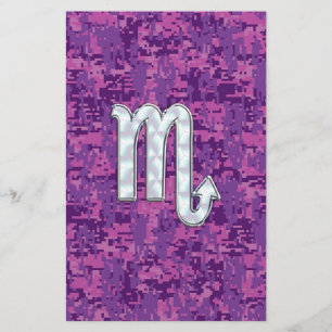 Scorpio Zodiac-symbol på Rosa Digital Camo Brevpapper