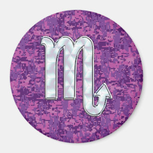 Scorpio Zodiac-symbol på Rosa Digital Camo Magnet