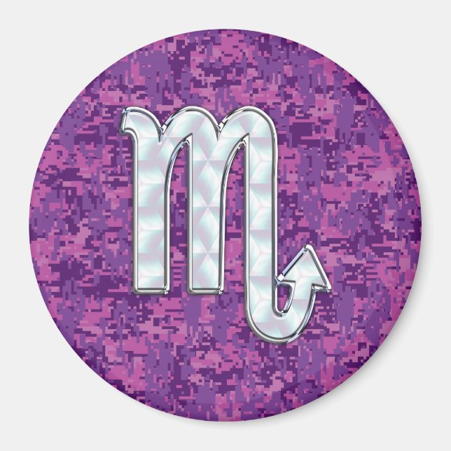 Scorpio Zodiac-symbol på Rosa Digital Camo Magnet (Framsidan)