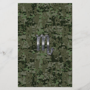 Scorpio Zodiac Symbol Woodland Digital Camo Brevpapper