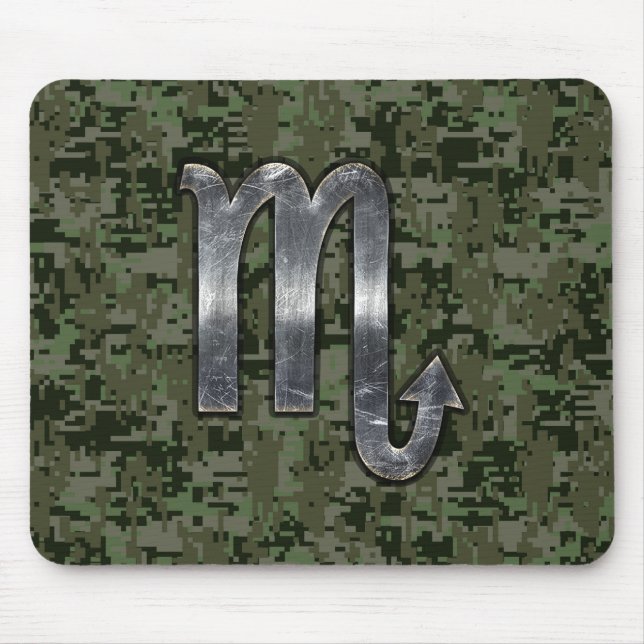 Scorpio Zodiac Symbol Woodland Digital Camo Musmatta (Framsidan)