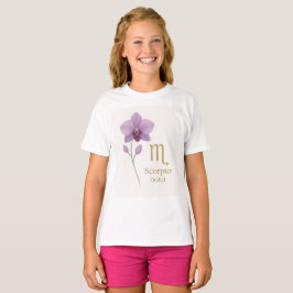 Scorpio Zodiac T-Shirt med Orchid Flower - Perfec
