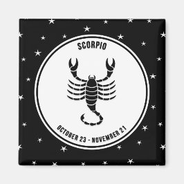 Scorpio Zodiac-tecken, Black & White Magnet