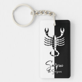 Scorpio Zodiac-tecken, Black & White-nyckelkedja