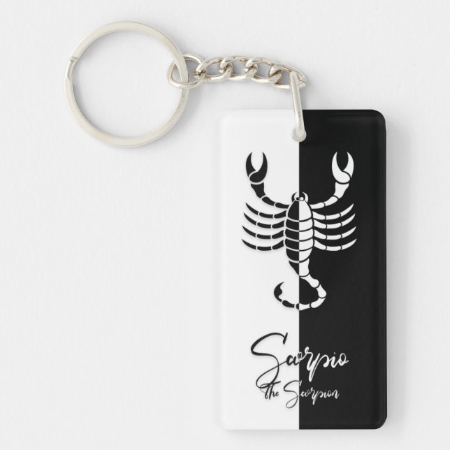 Scorpio Zodiac-tecken, Black & White-nyckelkedja (Framsidan)