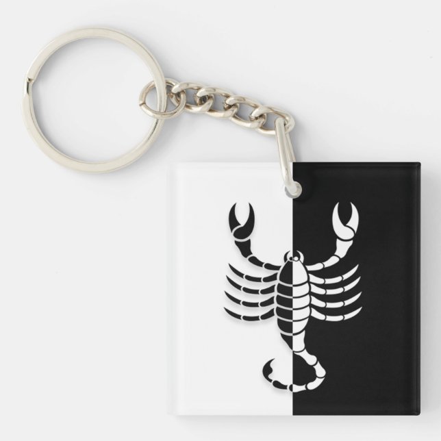 Scorpio Zodiac-tecken, Black & White-nyckelkedja (Framsidan)