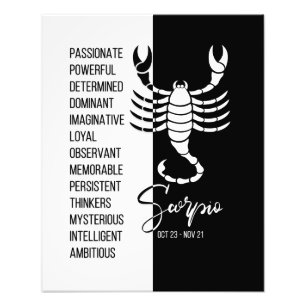 Scorpio Zodiac-tecken, Black & White-Poster Fototryck