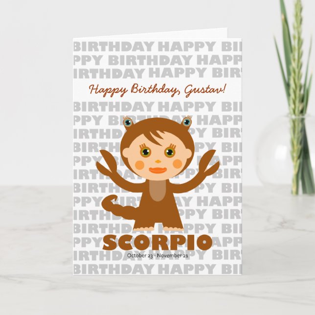 Scorpio Zodiac-tecken födelsedagskort Kort (Framsida)