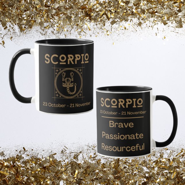 Scorpio Zodiac-tecken med symbol och spår Mugg (Scorpio Zodiac Coffee Mug with traits)