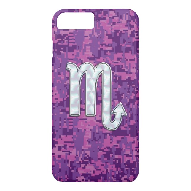 Scorpio Zodiac-tecken på Fuchsia Digital Camo Case-Mate iPhone Skal (Baksida)