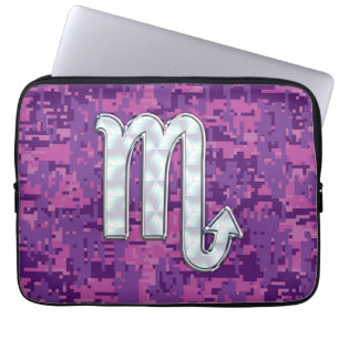 Scorpio Zodiac-tecken på Fuchsia Digital Camo Laptop Sleeve