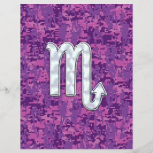 Scorpio Zodiac-tecken på Rosa Digital Camo Reklamblad