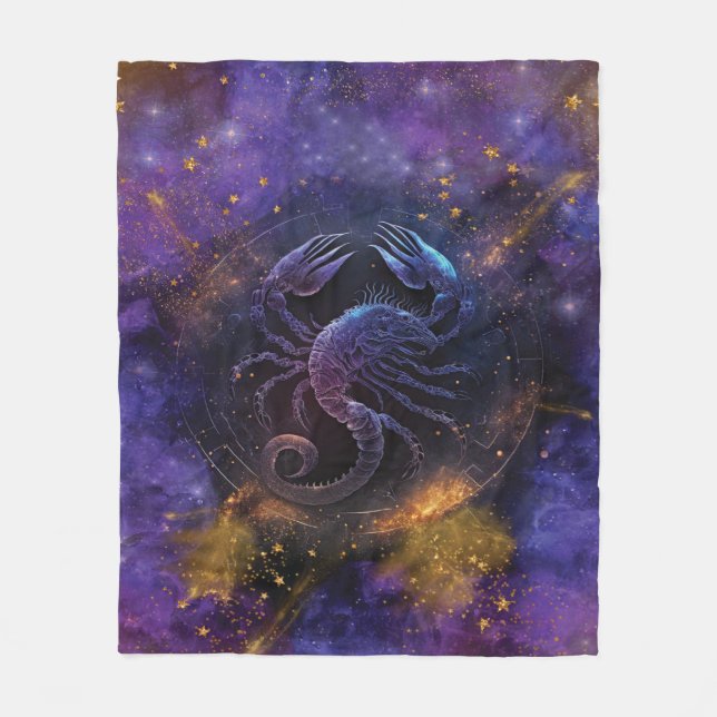 Scorpio Zodiac-tecken Vattenfärgsdesign Fleecefilt (Framsidan)