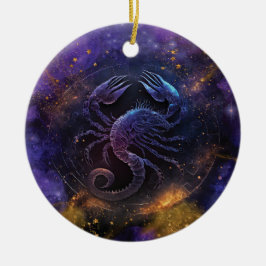 Scorpio Zodiac-tecken Vattenfärgsdesign Julgransprydnad Keramik