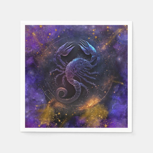 Scorpio Zodiac-tecken Vattenfärgsdesign Pappersservett (Framsidan)