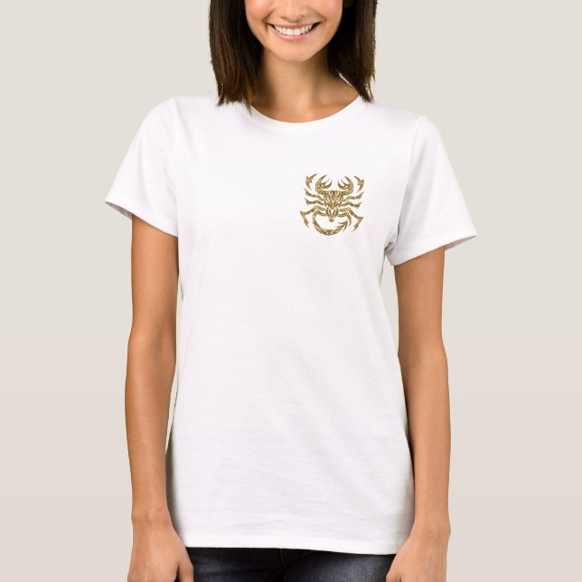 Scorpio Zodiac - Tribal Guld T Shirt (Framsida)