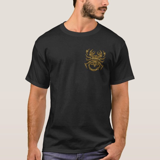 Scorpio Zodiac - Tribal Guld T Shirt (Framsida)