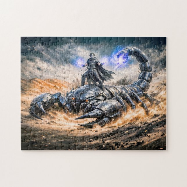 Scorpio Zodiac with Warrior and Giant Mechanical S Pussel (Horisontell)