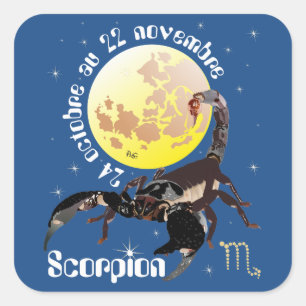 Scorpion 24 octobre au 22 novembre Autocollant Fyrkantigt Klistermärke