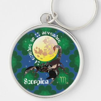 Scorpion 24 octobre au 22 novembre Porte-clés Rund Silverfärgad Nyckelring