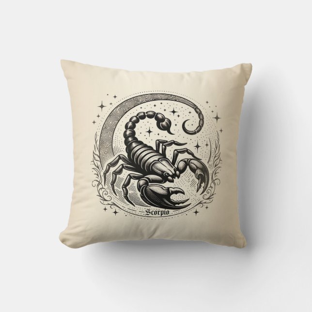 Scorpion Crescent Måne Astrology Zodiac Scorpio Kudde (Framsida)