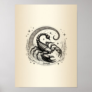 Scorpion Crescent Måne Astrology Zodiac Scorpio Poster