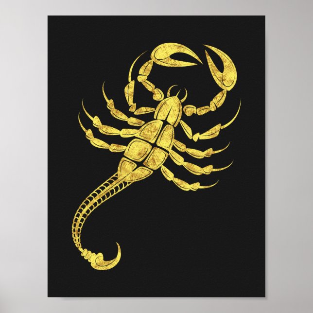 Scorpion Zodiac Sign Tribal Tatto Illustration Poster (Framsidan)